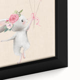 Floral Bunny Balloon Girls Room Wall Art – Kids Room Art Print