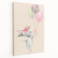 Floral Bunny Balloon Girls Room Wall Art – Kids Room Art Print