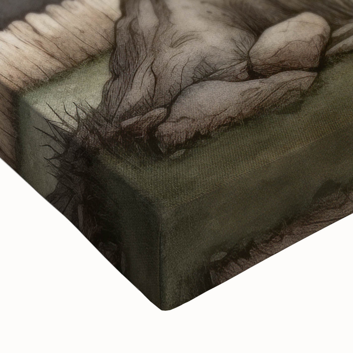 Large art depicting a black and white landscape painting on stretched canvas, suitable for bedroom wall decor.