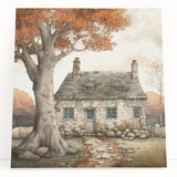 Large black and white canvas of a tree in autumn, ideal for kitchen or bedroom decor.