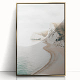 Mid-century modernist art depicting summer season in vibrant gold and green tones on acrylic framed print.