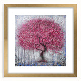 Abstract floral frame artwork in gold with a mat, showcasing intricate designs and vibrant colors, perfect for home decor or gallery display, front view.