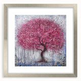 Abstract floral art print framed in silver, showcasing vibrant colors and intricate designs. Perfect for modern home decor, enhancing any living space with elegance.