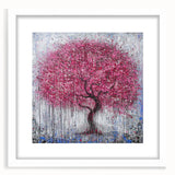 Abstract floral design framed in white matting, showcasing vibrant colors and intricate patterns, ideal for modern home decor and art enthusiasts.