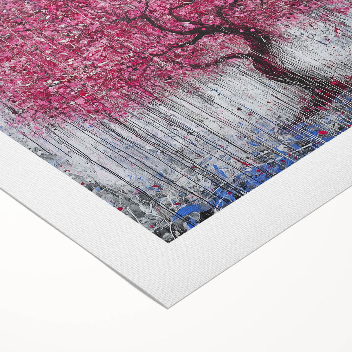 Abstract floral design on a rolled canvas, showcasing vibrant colors and intricate patterns, perfect for modern home decor. Packaged securely for delivery.