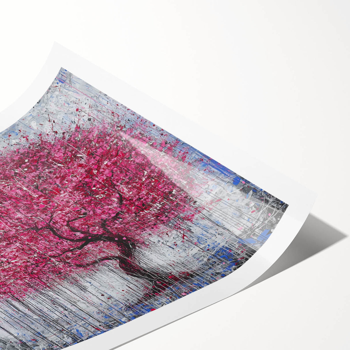 Abstract floral rolled print showcasing vibrant colors and intricate designs, ideal for modern home decor. Packaged securely in a protective tube for easy transport.