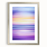 Abstract landscape artwork framed in silver, showcasing a serene mountain scene with subtle blue and grey hues, perfect for modern home decor.