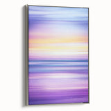 Framed abstract landscape canvas art showcasing vibrant colors and dynamic shapes, presented from a silver side view, ideal for modern home decor.