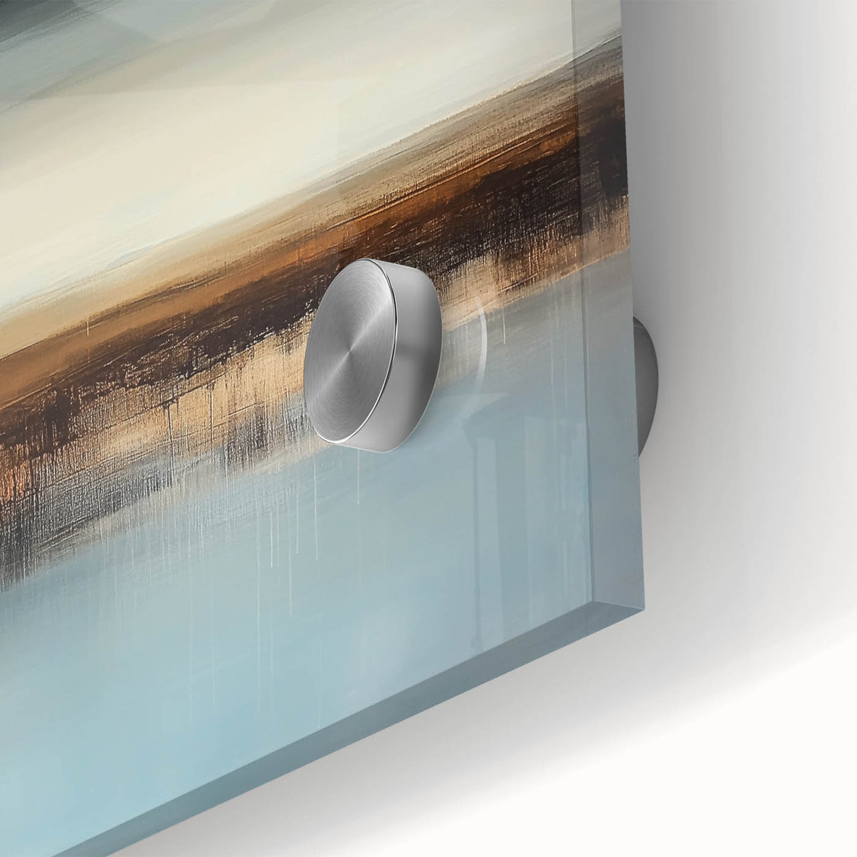 Minimalist Abstract Wall Art – Earthy Brown and Sky Blue Canvas