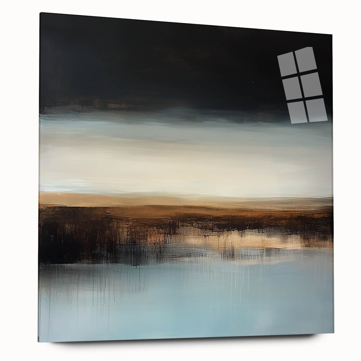 Minimalist Abstract Wall Art – Earthy Brown and Sky Blue Canvas