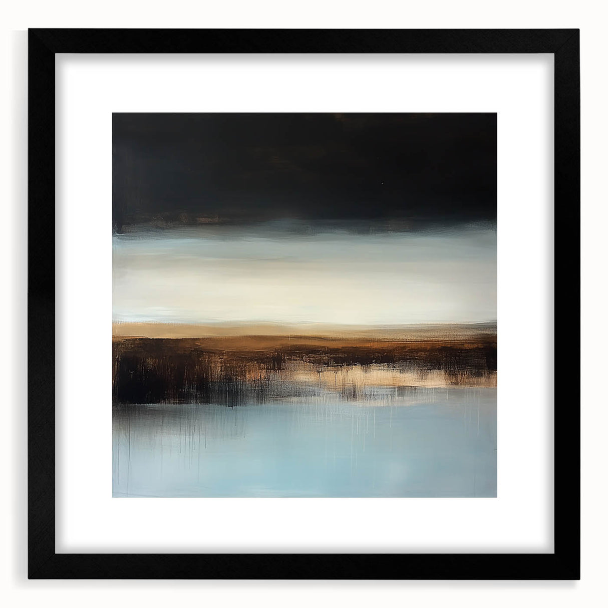 Minimalist Abstract Wall Art – Earthy Brown and Sky Blue Canvas