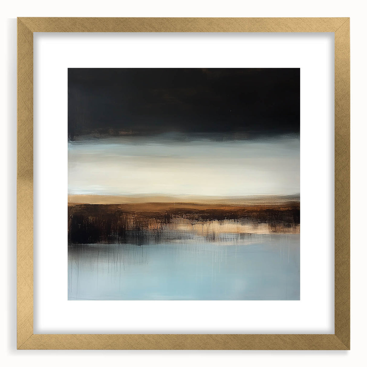 Minimalist Abstract Wall Art – Earthy Brown and Sky Blue Canvas