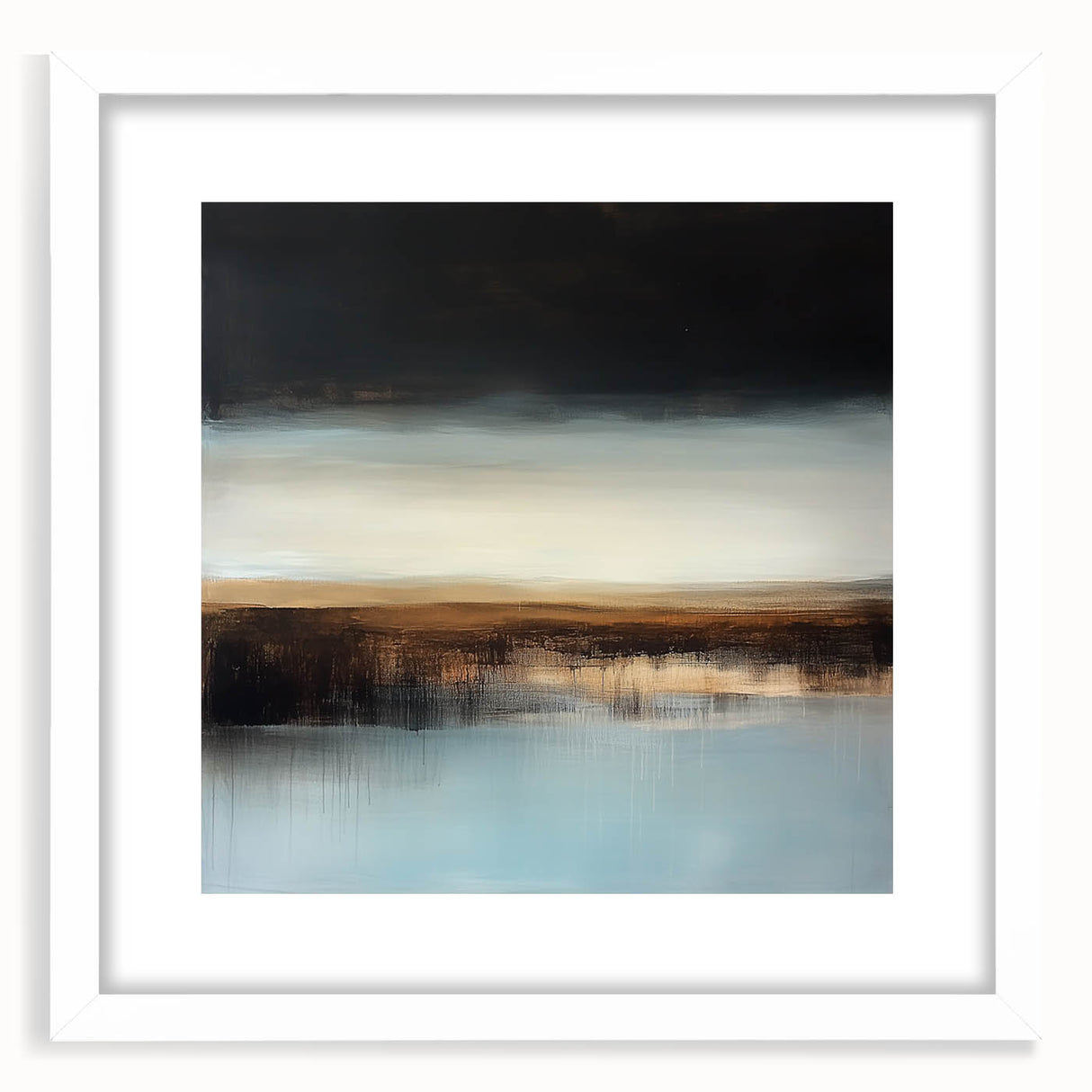 Minimalist Abstract Wall Art – Earthy Brown and Sky Blue Canvas