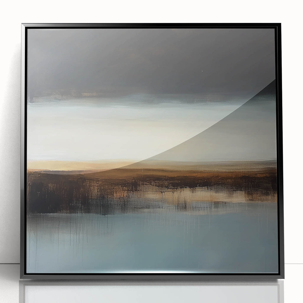 Minimalist Abstract Wall Art – Earthy Brown and Sky Blue Canvas