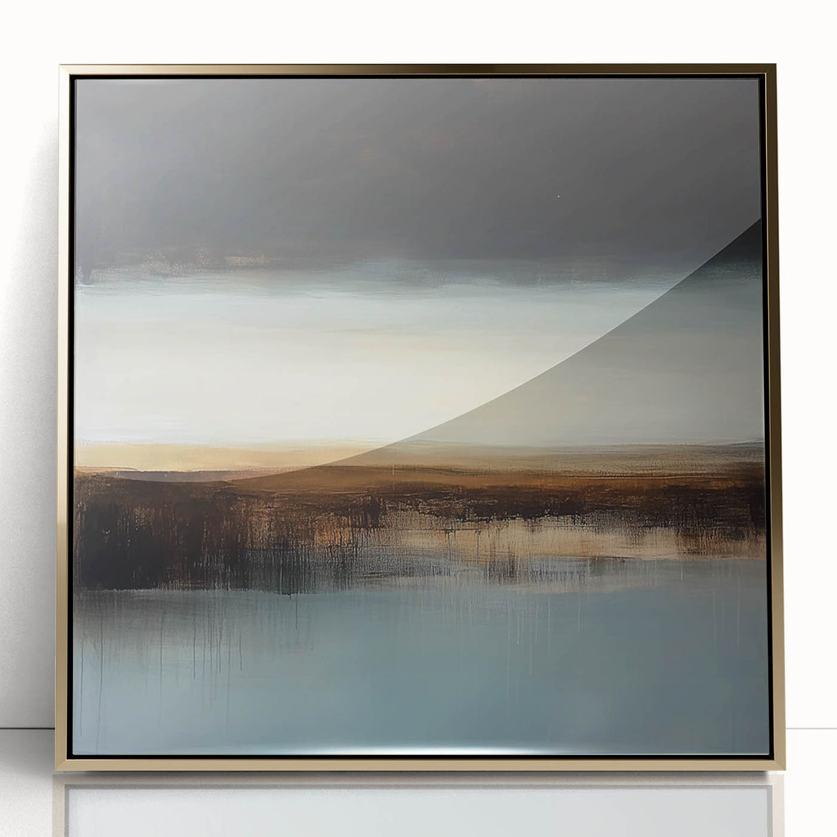 Minimalist Abstract Wall Art – Earthy Brown and Sky Blue Canvas
