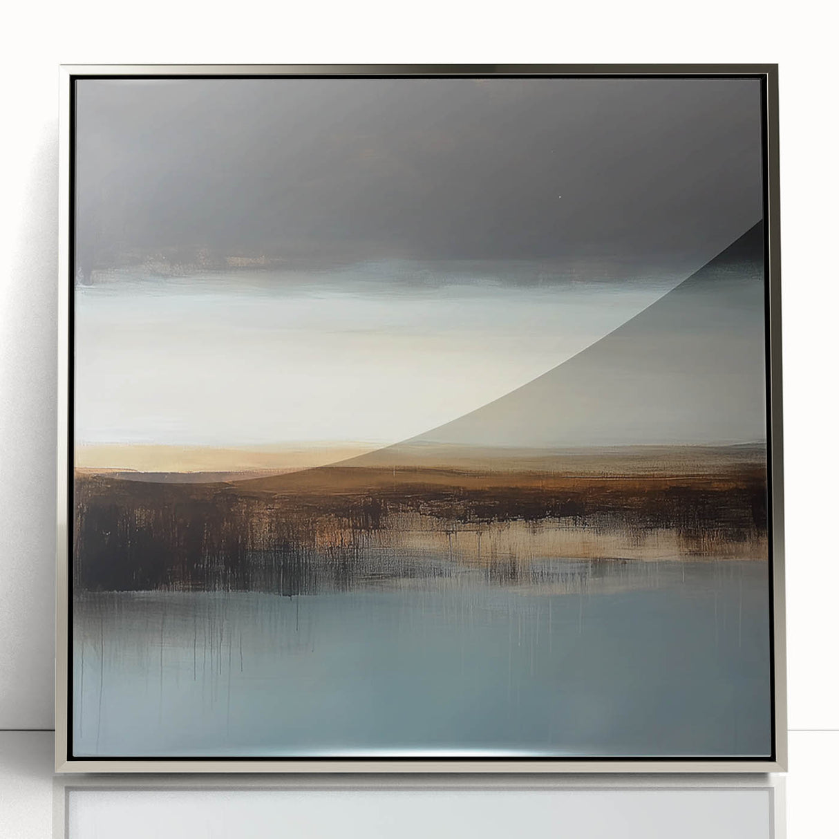 Minimalist Abstract Wall Art – Earthy Brown and Sky Blue Canvas