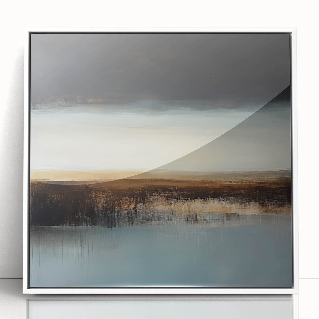 Minimalist Abstract Wall Art – Earthy Brown and Sky Blue Canvas