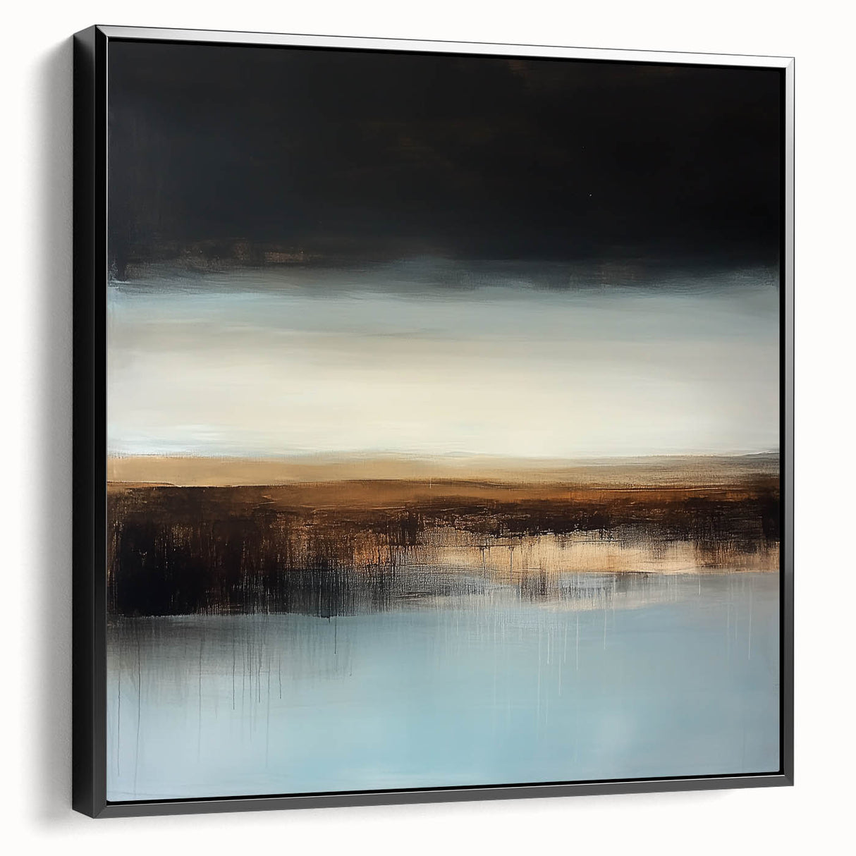 Minimalist Abstract Wall Art – Earthy Brown and Sky Blue Canvas