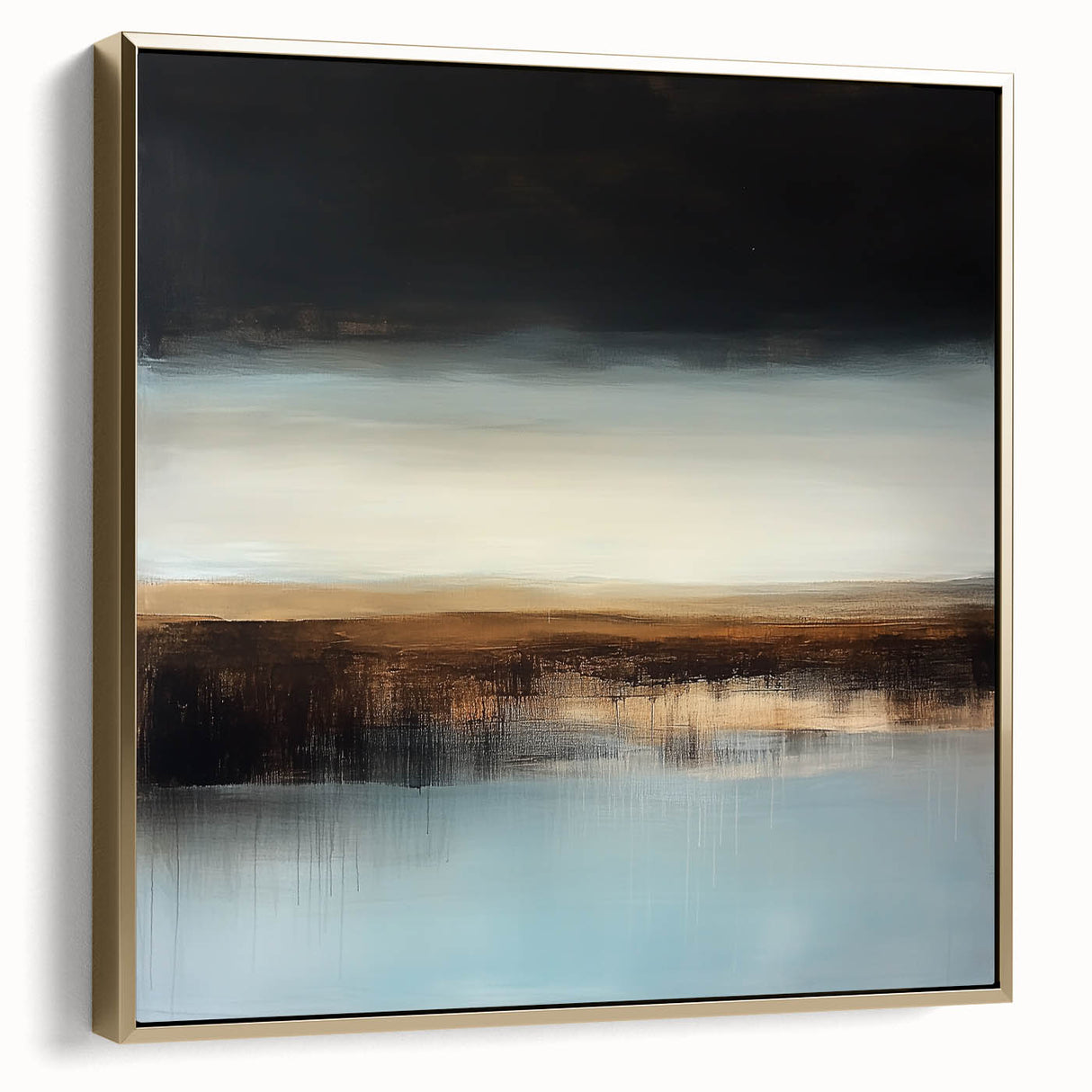 Minimalist Abstract Wall Art – Earthy Brown and Sky Blue Canvas