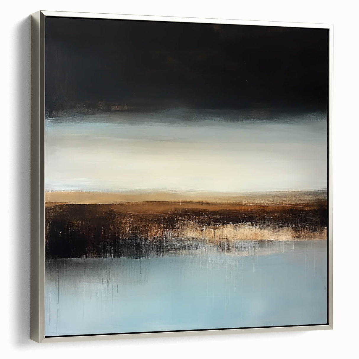 Minimalist Abstract Wall Art – Earthy Brown and Sky Blue Canvas