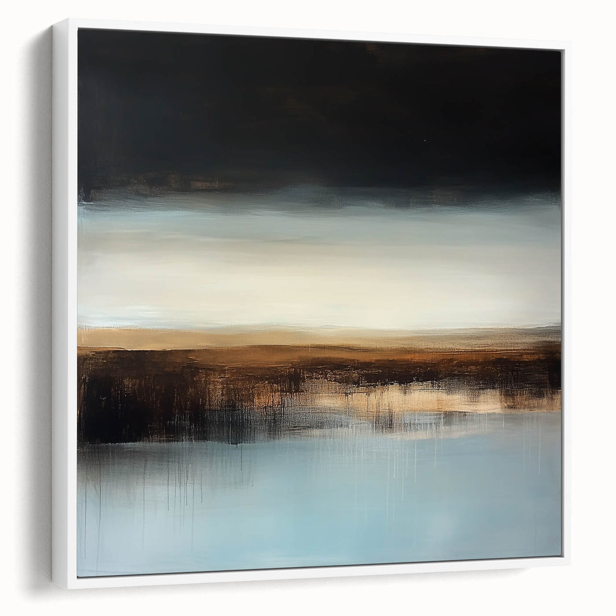Minimalist Abstract Wall Art – Earthy Brown and Sky Blue Canvas
