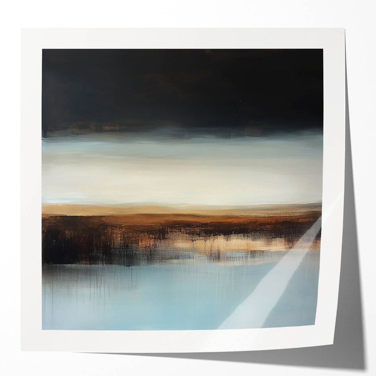 Minimalist Abstract Wall Art – Earthy Brown and Sky Blue Canvas