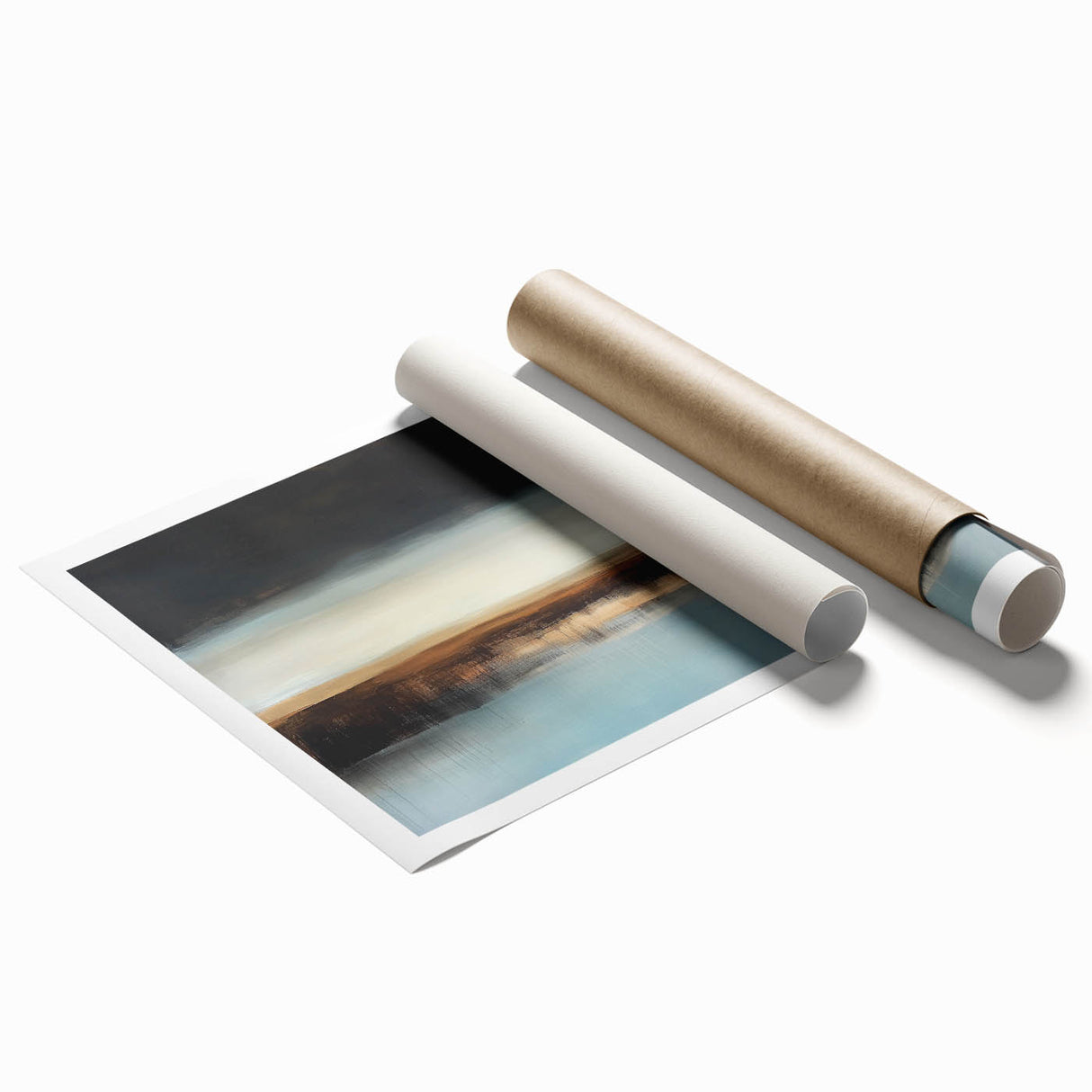 Minimalist Abstract Wall Art – Earthy Brown and Sky Blue Canvas