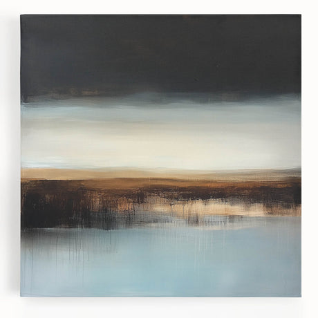 Minimalist Abstract Wall Art – Earthy Brown and Sky Blue Canvas