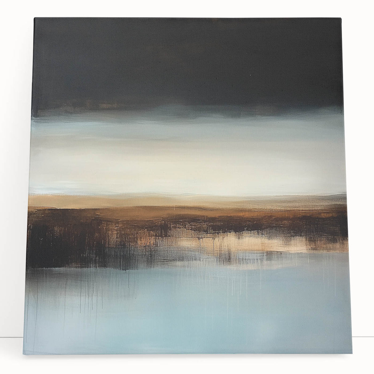 Minimalist Abstract Wall Art – Earthy Brown and Sky Blue Canvas