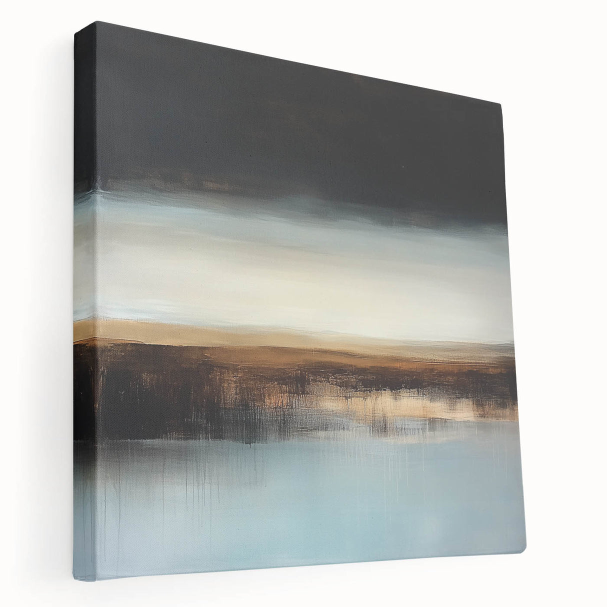Minimalist Abstract Wall Art – Earthy Brown and Sky Blue Canvas