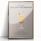 Large acrylic print of mid-century modernist food and drinks, with gold frame, ideal for modern dining room decor.