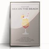 Mid-century modernist art deco poster featuring a stylized food and drink motif in silver, framed acrylic.