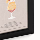 Extra large black wall art featuring a colorful, textured depiction of food and drinks on a framed canvas.