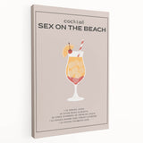 Large stretched canvas with a vibrant design of various foods and drinks, ideal for kitchen wall art.