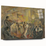 Abstract Paris Café Wall Art - Modern Warm Toned Social Scene Decor