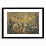 Abstract Paris Café Wall Art - Modern Warm Toned Social Scene Decor
