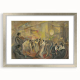 Abstract Paris Café Wall Art - Modern Warm Toned Social Scene Decor