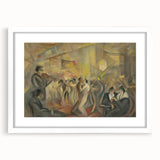Abstract Paris Café Wall Art - Modern Warm Toned Social Scene Decor