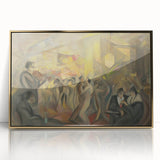 Abstract Paris Café Wall Art - Modern Warm Toned Social Scene Decor