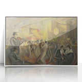 Abstract Paris Café Wall Art - Modern Warm Toned Social Scene Decor