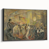 Abstract Paris Café Wall Art - Modern Warm Toned Social Scene Decor