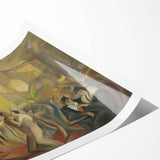 Abstract Paris Café Wall Art - Modern Warm Toned Social Scene Decor