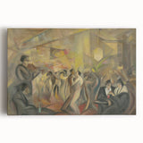 Abstract Paris Café Wall Art - Modern Warm Toned Social Scene Decor