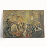 Abstract Paris Café Wall Art - Modern Warm Toned Social Scene Decor