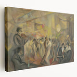 Abstract Paris Café Wall Art - Modern Warm Toned Social Scene Decor