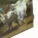 Realism Art Print - Paris Horse Market Scene, Dynamic Historical Painting