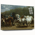 Realism Art Print - Paris Horse Market Scene, Dynamic Historical Painting