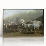 Realism Art Print - Paris Horse Market Scene, Dynamic Historical Painting