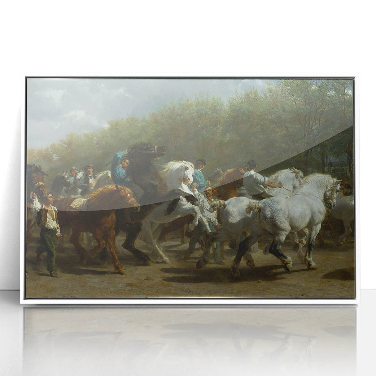 Realism Art Print - Paris Horse Market Scene, Dynamic Historical Painting