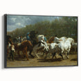 Realism Art Print - Paris Horse Market Scene, Dynamic Historical Painting